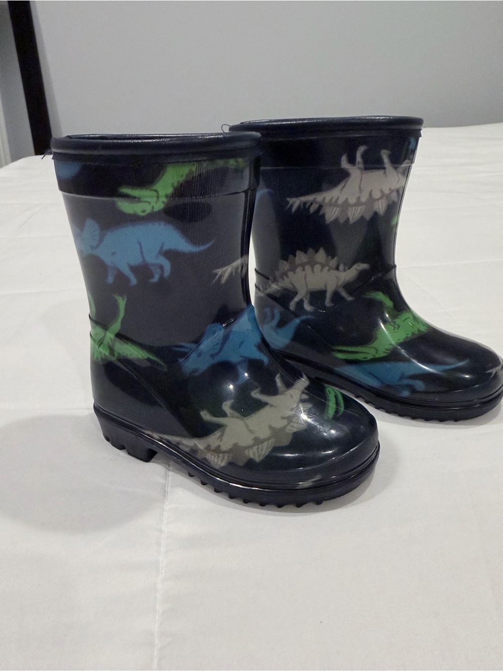 Carter's Navy Dinosaur Rain Boots with Blue, Green & Gray Dinosaurs